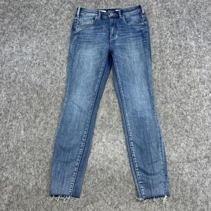 Pilcro And The Letterpress Jeans Womens 28 Blue High Rise Skinny Raw Hem Stretch